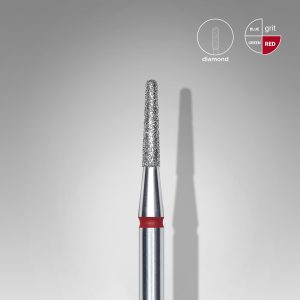 Diamond nail drill bit, “frustum”, red, head diameter 1.8 mm/ working part 8 mm