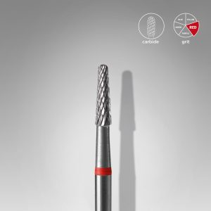 Carbide nail drill bit, “cone” red, head diameter 2.3 mm / working part 8 mm