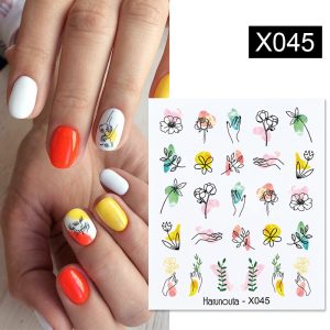 Harunouta 1 Sheet Water Decals Fruit Flower Summer Alphabet Leaves Nail Art Stickers