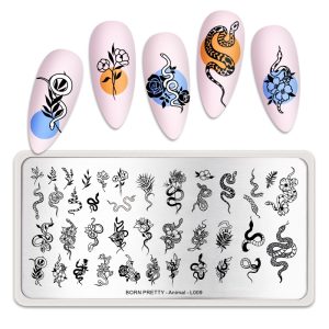 BORN PRETTY Snake Animals Pattern Nail Art Board Template Stainless Steel Nail Design
