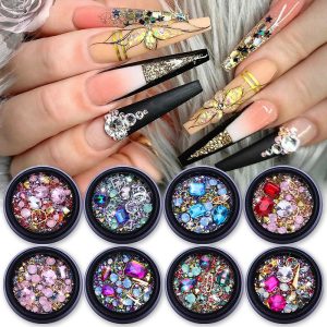 Nail Rhinestone Flat Back Mix Sized AB Color 3D Nail Art Decoration