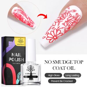 BORN PRETTY 10ml No Smudge Top Coat Oil Nail Art Stamping Printed Protector Oil