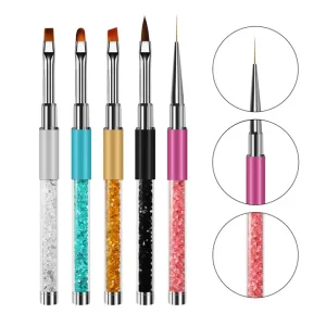 Nail Painting Drawing Pen with Rhinestone Nail Art Liner Brushes