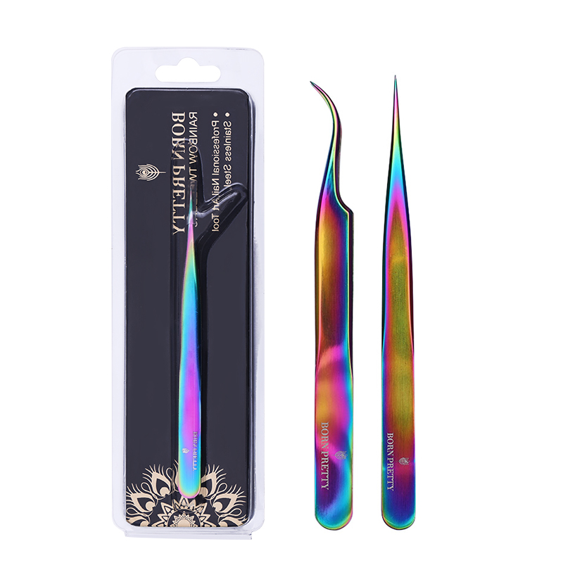 Пинцет для ногтей BORN PRETTY из нержавеющей стали, прямой изогнутый инструмент для подбора страз для ногтей, инструмент для дизайна ногтей