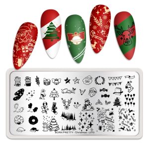 BORN PRETTY Christmas Festival Series Pattern Nail Art Board Template Stainless Steel Nail Design