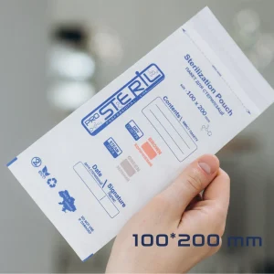 Sterilization pouches (universal) 100×200 PK W, "ProSteril"", White, Dry/Steam (100pcs)
