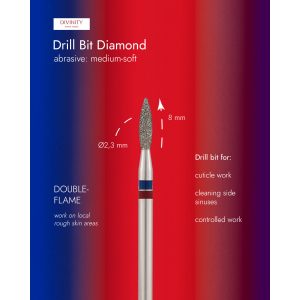 Diamond bit "flame" blue-red, L- 8,0 mm, Ø2,3 mm.